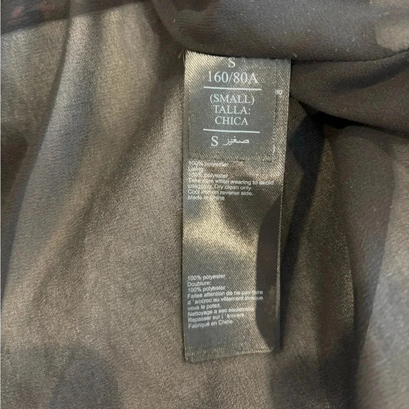 ALLSAINTS Nichola Rosalyn Dress S Black Floral Chiffon Smock Waist Gray $260 - Picture 12 of 12